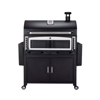 Chariot de Barbecue en fonte, robuste pour l'extérieur, pour charbon de bois, Grill Portable, avec rôtissoire et armoire