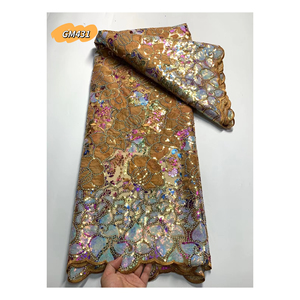 Tessuti in Pizzo all'Ingrosso, Doppia Rete per Matrimoni, Perline Africane con Paillettes, Pizzo Francese - Product Image 1