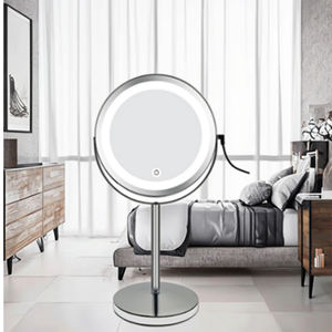 Espejo de maquillaje de <span class=keywords><strong>escritorio</strong></span> regulable de doble cara blanco de estilo nórdico Base de acero al carbono LED Control <span class=keywords><strong>remoto</strong></span> moderno Fuente de alimentación de CA - Product Image 3