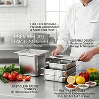 Amerikaanse & Europese multi-standaard compatibele 1/1 1/2 1/3 1/4 1/6 1/9 full size 201 roestvrijstalen GN Gastronorm voedselcontainers