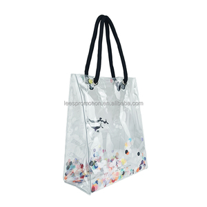 Promotional Cute Colorful Confetti Filled Sequin Transparent PVC <strong>Glitter</strong> Cosmetic Makeup <strong>Bag</strong> Small Shopping <strong>Bag</strong>