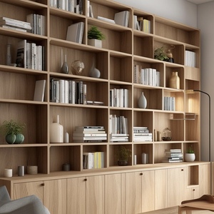 رف تخزين خشبي كبير الحجم وخزانة كتب لغرفة النوم وغرفة المعيشة وعرض الأثاث - Product Image 4