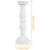 Bougeoir Pilier en Bois Blanc Vintage, Shabby Chic Rustique Home Decor Antique Distressed Décoratif Pilier en Bois Bougeoir