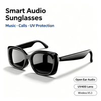 Lunettes Audio Intelligentes Sans Fil à Oreille Ouverte pour Musique et Appels, Contrôle Tactile, Verres Polarisés UV400, Monture Légère, Idéales pour la Conduite et les Activités de Plein Air