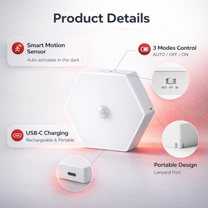 2025 New Product 625/660/670 nm Wavelength Red Lamp Motion Sensor Night <strong>Light</strong> Bedroom <strong>Corridor</strong> Stairs Lighting Night <strong>Light</strong> - Product Image 3