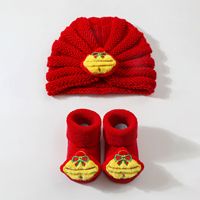 Ensemble de chaussettes et bonnet de Noël pour nouveau-né, motif dessin animé 3D mignon, chaussettes en coton de couleur unie pour bébés filles et garçons, vente en gros