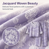 Ensemble 2 pièces pour femmes HDS640, haut à manches longues et pantalon en jacquard teint en fil, tenue décontractée pour femmes