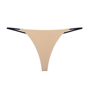 Thin Strap Women <b>Thong</b> Panties Golden Embroidery Butterfly Decor Low Rise Soft Stretch Sexy Ladies G String Underwear Wholesale - Product Image 2