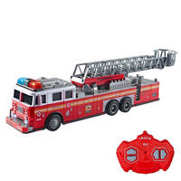 Camion de pompiers RC 2.4G 4 canaux avec portes ouvrables, sons simulés, lumières LED, modèle de construction RC pour intérieur/extérieur pour enfants