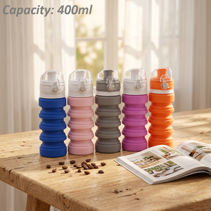 Botella Deportiva de Silicona Plegable de 400 ml, Tapa a Prueba de Fugas con Rosca, Libre de BPA, Ecológica, Ligera, Reutilizable, para Beber Directamente - Product Image 1