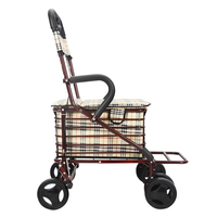 Chariot de courses pliable pour personnes âgées avec siège, grand sac de rangement, déambulateur léger pour seniors, idéal pour les courses en extérieur