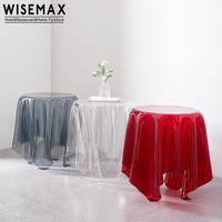 WISEMAX FURNITURE Table d'appoint moderne décorative pour hôtel et restaurant Table basse ronde en acrylique gris transparent pour le salon