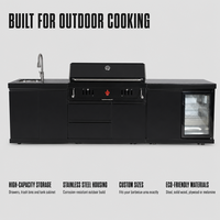Îlot de cuisine extérieur modulaire personnalisable en acier inoxydable avec station de barbecue et rangement haute capacité pour jardin et patio
