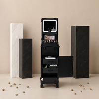 Tables de manucure OBOX OEM/ODM de qualité supérieure, table à ongles noire et rose pour les services d'art des ongles et de pédicure, pour utilisation en salon