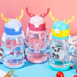 Botella de Plástico Ecológica con Pajita para Niños y Niñas, Éxito de Ventas <span class=keywords><strong>2023</strong></span>, Regalo para Fiestas, Apta para Agua Hirviendo - Product Image 2