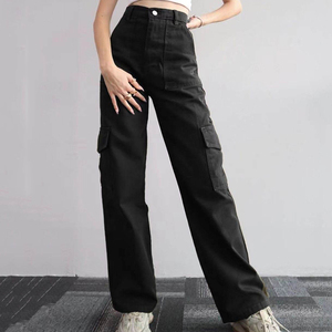 Custom Your Design Khaki <strong>Black</strong> Casual Cargo Pants Multi 6 <strong>Pocket</strong> <strong>with</strong> High Waisted <strong>Work</strong> Pants <strong>Trousers</strong> for Women - Product Image 6