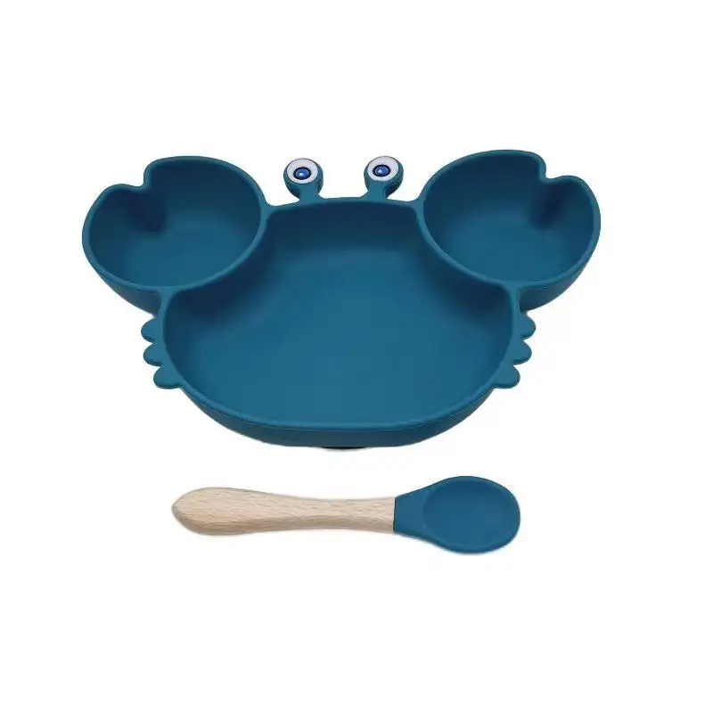 Bestseller piatti per la cena per bambini divisi rotondi in Silicone morbido antiscivolo e resistente al calore