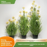 Tanaman Pot Bunga Dandelion Buatan Qishuo Cross-Border Berbagai Ukuran Bahan PET untuk Penggunaan Luar Ruangan, Pernikahan & Fotografi