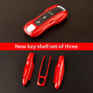 Juego de 3 Uds de <span class=keywords><strong>funda</strong></span> protectora de cuero PU para llave de control remoto de coche para <span class=keywords><strong>Porsche</strong></span> Cayman <span class=keywords><strong>Boxster</strong></span> 911 718 Taycan Macan B C a modelos - Product Image 5