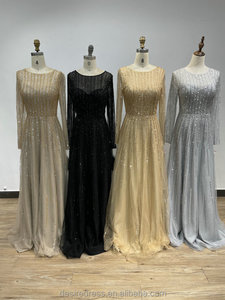 Vestido de Noche Largo con Cuentas y Lentejuelas de Lujo PBS002B, Vestido de Fiesta Musulmán Árabe para Mujer, Vestidos de Gala para Ocasiones Formales - Product Image 6