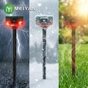 جهاز إنذار شمسي مع أصوات طلقات نارية ونباح الكلاب، جهاز إنذار بمستشعر حركة يعمل بالطاقة الشمسية، ضوء إنذار بمستشعر حركة شمسي، طارد حيوانات - Product Image 4