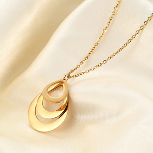 Teardrop Stainless Steel Pendant Necklace Laser Engraved <b>Name</b> Personalized Gift For Couples Friends Daily Wear Silver Gold <b>Chain</b> - Product Image 3