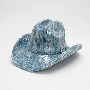 Chapeau en denim à paillettes <span class=keywords><strong>de</strong></span> haute qualité avec large bord, toutes saisons, unisexe, style streetwear, chapeau <span class=keywords><strong>de</strong></span> cowboy pour Y2K, pêche, randonnée - Product Image 6