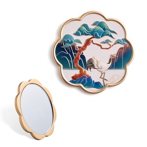 Fashion Flower Shape Vantage Single <b>Mirror</b> Soft Enamel Metal <b>Handheld</b> <b>Mirror</b> - Product Image 3