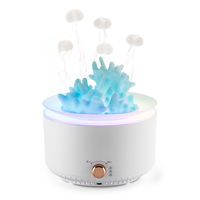 Humidificateur d'air ultrasonique OEM unique en forme de corail, diffuseur d'arômes de bureau à 5 sorties, modes de pulvérisation double effet méduse, télécommande
