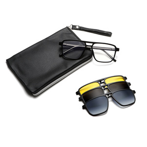 Lunettes de soleil magnétiques Greyjack à clipser, monture TR90, verres TAC, protection UV400, style carré unisexe avec verres interchangeables - Product Image 2