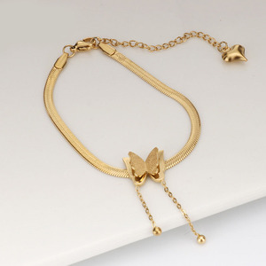 QIFEI Vòng Tay Tua Rua Hình Bướm Bằng Thép Không Gỉ Mới Vòng Tay Dây Chuyền Lưỡi Dao Đơn Giản Phụ Kiện Cho Nữ - Product Image 4