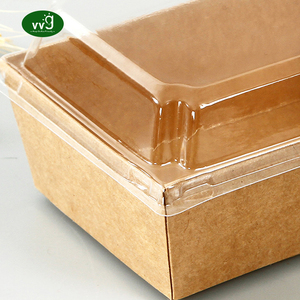 Vvg bán buôn Takeaway Sushi bao bì hộp tùy chỉnh dùng một lần đưa ra Nâu Kraft Giấy Bánh bánh hộp với nắp rõ ràng - Product Image 2