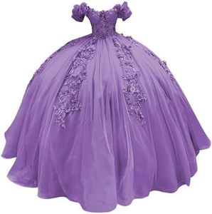 LY-QD0049 Abito <span class=keywords><strong>da</strong></span> <span class=keywords><strong>Ballo</strong></span> <span class=keywords><strong>da</strong></span> Principessa per Quinceañera per Ragazze di 15 Anni con Spalle Scoperte Gonna con Strass Corpetto in Pizzo Lungo fino a Terra per Adolescenti - Product Image 6