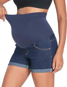 <span class=keywords><strong>Short</strong></span> d'été <span class=keywords><strong>en</strong></span> <span class=keywords><strong>jean</strong></span> de maternité avec soutien abdominal pour femmes enceintes - Product Image 4