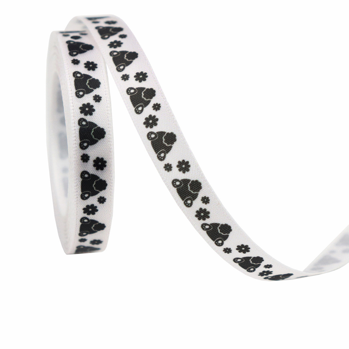 Lapin blanc-noir et fleur-1 cm * 10 yards