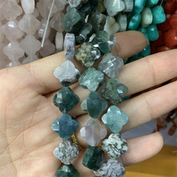 Vente en gros 12*12mm perles naturelles à facettes fleur de girofle à quatre feuilles perles de pierre naturelle pour la fabrication de bijoux