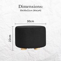 À la mode doux tissu pouf noir pas cher Accent rond repose-pieds pouf repose-pieds rembourré petit siège avec des jambes antidérapantes