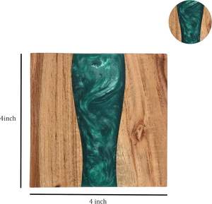 Nuevo Juego de 4 Posavasos de Resina Epoxi y Madera de Olivo para Bar, Cocina, Hogar, Apartamento - Product Image 6