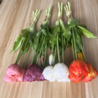 Vente en gros de bouquets de tulipes en PVC souple de haute qualité, toucher réel, 40 cm, fleurs artificielles blanches, fleurs de table artificielles