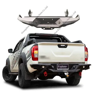 HM Steel Rear Car Bumpers for Nissan Navara NP300 2015-2022 4X4 Pick Up Accessories with LED Light Shackle Bumper Bar for np300