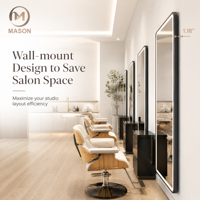 Miroir de salon professionnel en acier inoxydable avec LED réglable, design moderne, fixation murale pour barbier, salon de coiffure, maquillage, beauté - Le meilleur