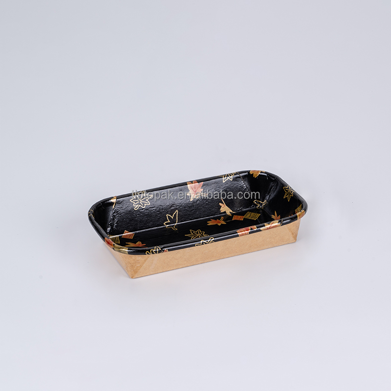 Waterproof Black Kraft Paper Sushi Tray with Lid Food Grade Disposable Plate and Bowl for Serving Sushi and Other Foods