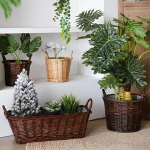 <span class=keywords><strong>Cesto</strong></span> Portafiori in <span class=keywords><strong>Vimini</strong></span> Intrecciato a Mano YULIN JIAFU con Rivestimento Impermeabile, <span class=keywords><strong>Portavaso</strong></span> Decorativo Naturale Giallo - Product Image 3