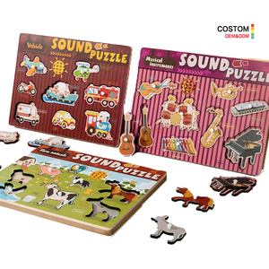 Montessori bằng gỗ 3D phim hoạt hình âm nhạc pegged ghép hình câu đố Hội Đồng Quản trị trò chơi cho đầu giáo dục tự kỷ cảm giác phát triển cho trẻ em - Product Image 1