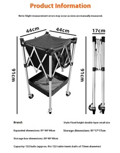 TuoLian Durable pliant Pickleball chariot de rangement en alliage d'aluminium pour enfants adultes Mobile Portable entraînement balle panier - Product Image 2
