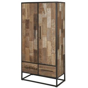 Armoires de rangement murales en bois avec cadre métallique, design industriel, avec porte et tiroir - Product Image 2