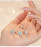 Boucles d'oreilles trèfle en argent sterling 925, trèfle coloré en zircone cubique, bijoux fins et élégants, cadeau pour femmes et filles