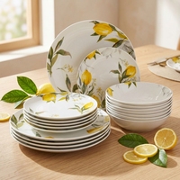 Service de table en porcelaine fine (New Bone China) 18 pièces, motif citron, pour 6 personnes, fourni directement par l'usine