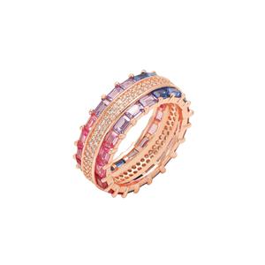 Nouvelles bagues Kirin en zircon arc-en-ciel, pierres précieuses colorées, éternité, carré, baguette, bague <span class=keywords><strong>de</strong></span> doigt personnalisée, bague en saphir arc-en-ciel - Product Image 4