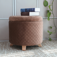 Pouf en velours Gonflable Repose-pieds Chaise De Stockage Bouffée Boîte Ronde Moderne Tufté Tissu Tabouret